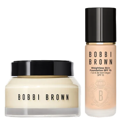 Bobbi Brown Hydrating Duo: Vitamin Enriched Face Base+ & Weightless Skin Foundation Bundle (Various Shades) - Neutral Porcelain