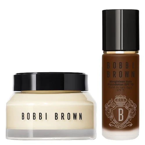 Bobbi Brown Hydrating Duo: Vitamin Enriched Face Base+ & Weightless Skin Foundation Bundle (Various Shades) - Cool Chestnut