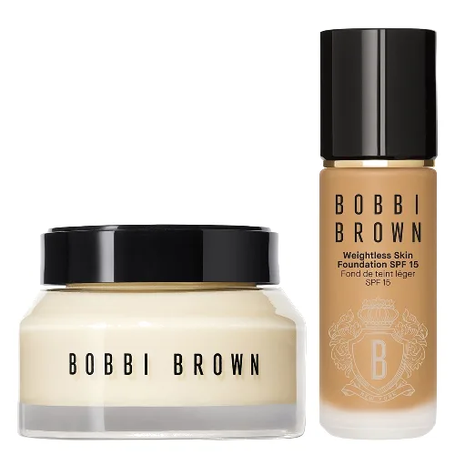 Bobbi Brown Hydrating Duo: Vitamin Enriched Face Base+ & Weightless Skin Foundation Bundle (Various Shades) - Neutral Honey