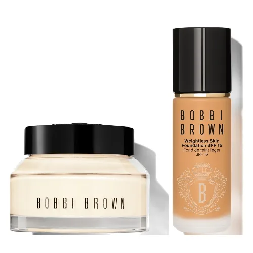 Bobbi Brown Hydrating Duo: Vitamin Enriched Face Base+ & Weightless Skin Foundation Bundle (Various Shades) - Honey