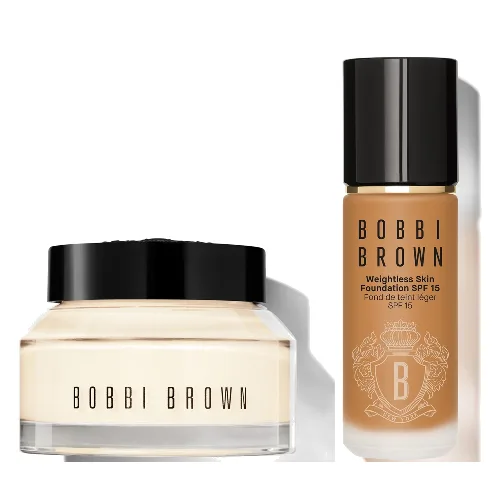 Bobbi Brown Hydrating Duo: Vitamin Enriched Face Base+ & Weightless Skin Foundation Bundle (Various Shades) - Golden
