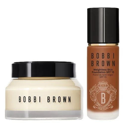 Bobbi Brown Hydrating Duo: Vitamin Enriched Face Base+ & Weightless Skin Foundation Bundle (Various Shades) - Almond