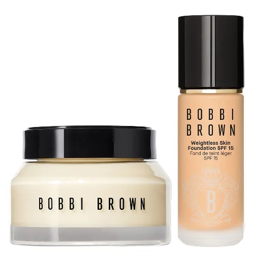 Bobbi Brown Hydrating Duo: Vitamin Enriched Face Base+ & Weightless Skin Foundation Bundle (Various Shades) - Golden Beige