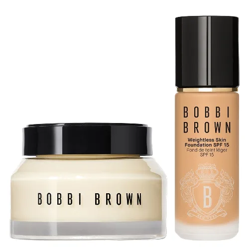 Bobbi Brown Hydrating Duo: Vitamin Enriched Face Base+ & Weightless Skin Foundation Bundle (Various Shades) - Cool Natural