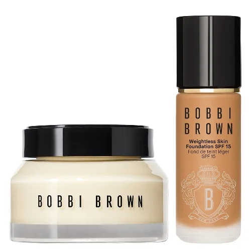 Bobbi Brown Hydrating Duo: Vitamin Enriched Face Base+ & Weightless Skin Foundation Bundle (Various Shades) - Cool Honey