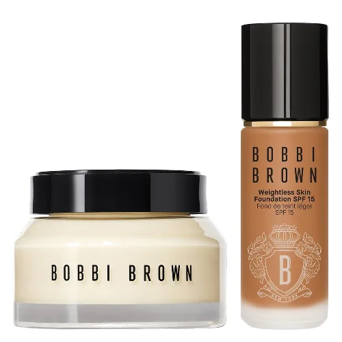 Bobbi Brown Hydrating Duo: Vitamin Enriched Face Base+ & Weightless Skin Foundation Bundle (Various Shades) - Cool Golden