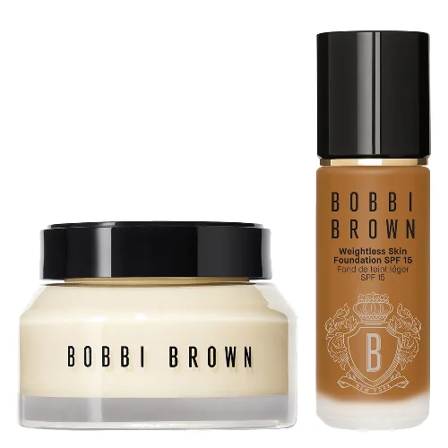 Bobbi Brown Hydrating Duo: Vitamin Enriched Face Base+ & Weightless Skin Foundation Bundle (Various Shades) - Neutral Almond