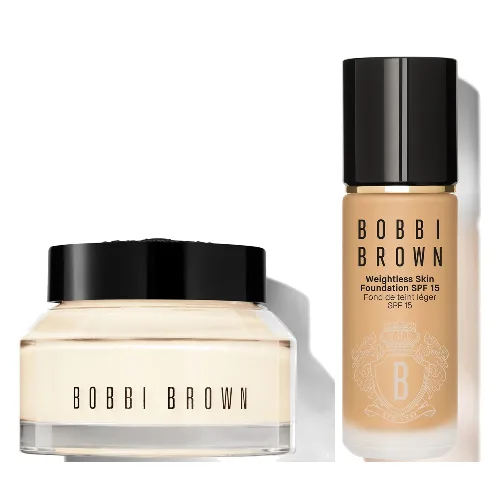 Bobbi Brown Hydrating Duo: Vitamin Enriched Face Base+ & Weightless Skin Foundation Bundle (Various Shades) - Warm Natural