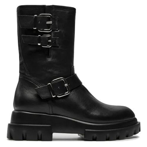 Botki AGL Chunky Biker D756589PGKD0711013 Czarny
