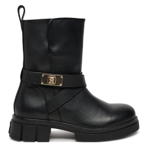 Botki Tommy Hilfiger Biker Leather FW0FW08313 Czarny