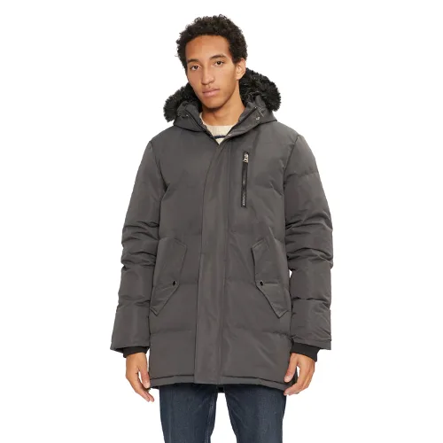 Brave Soul Kurtka puchowa MJK-COLNEGREY Szary Regular Fit