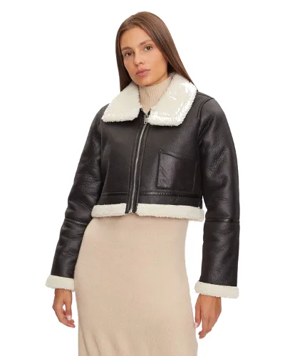 Brave Soul Kurtka z imitacji skóry LJK-MAX683 Czarny Regular Fit