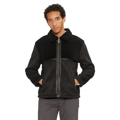 Brave Soul Kurtka z imitacji skóry MJK-SALTBLACK Czarny Regular Fit
