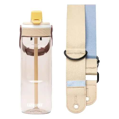 Butelka na wodę ze słomką Dupla 750ml+ Pasek na ramie Zestaw Sandstone Strap