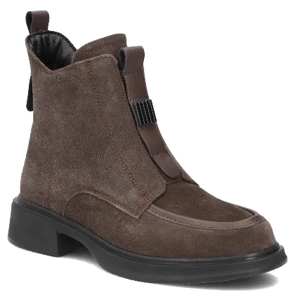 Buty damskie skórzane zimowe botki za kostkę na zamek Filippo zamszowe r.41