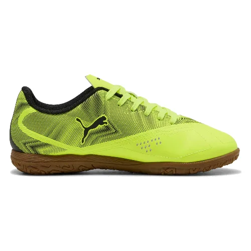 Buty dla dzieci do piłki nożnej halówki PUMA RAPID IT Jr Lime Squeeze- Black