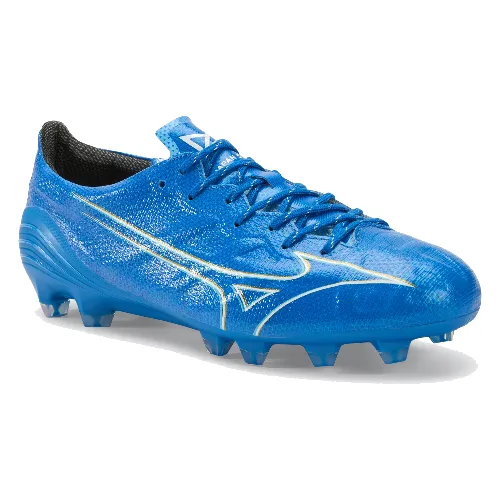 Buty piłkarskie męskie Mizuno α Japan FG white/laser blue/gold