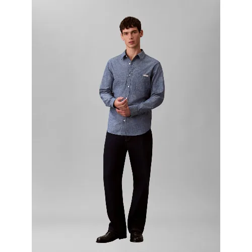 Calvin Klein Jeans koszula casual Mężczyźni Regular Fit Bawełna niebieski, XXL