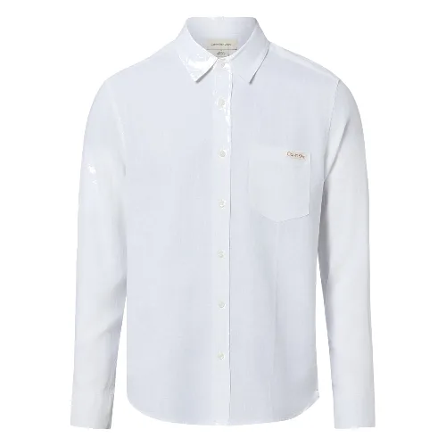 Calvin Klein Jeans koszula lniana Mężczyźni Regular Fit len biały