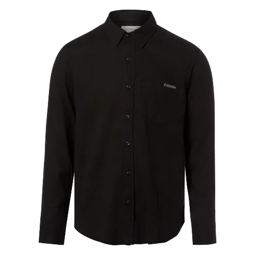 Calvin Klein Jeans koszula lniana Mężczyźni Regular Fit len czarny, M
