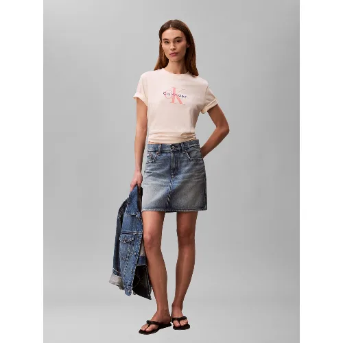 Calvin Klein Jeans Koszulka Kobiety Bawełna beżowy
