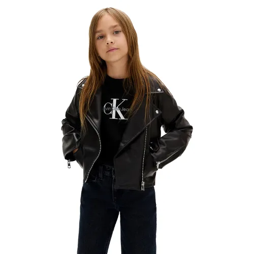 Calvin Klein Jeans Kurtka z imitacji skóry IG0IG02982 D Czarny Regular Fit
