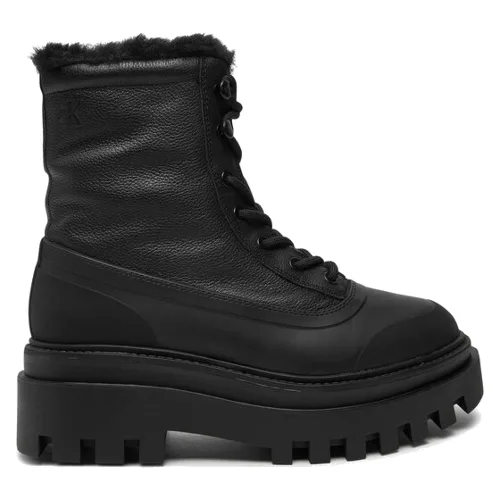 Calvin Klein Jeans Trapery Flatform Lace Up Boot Padded YW0YW01557 Czarny