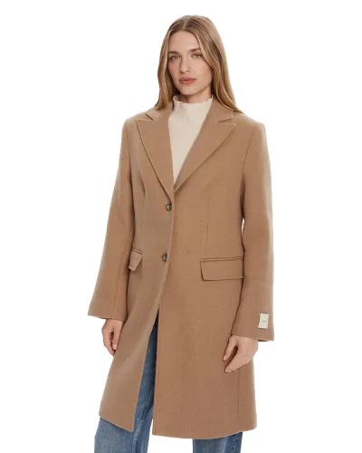Calvin Klein Płaszcz wełniany LV044D558G Brązowy Slim Fit