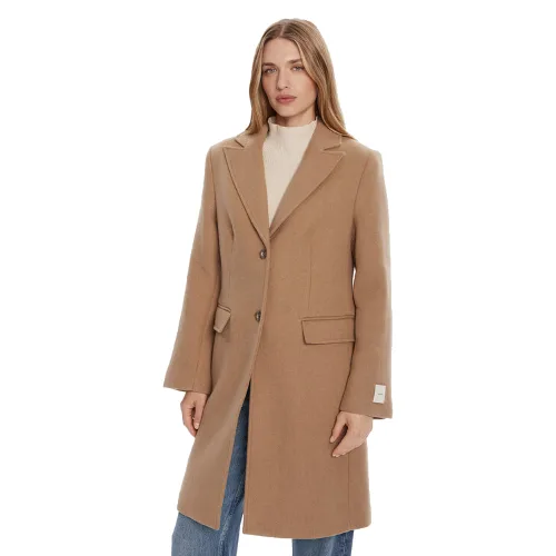Calvin Klein Płaszcz wełniany LV044D558G Brązowy Slim Fit