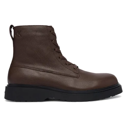 Calvin Klein Trzewiki Combat Ess Lace Up Zip Boot Lth YM0YM01373 Brązowy