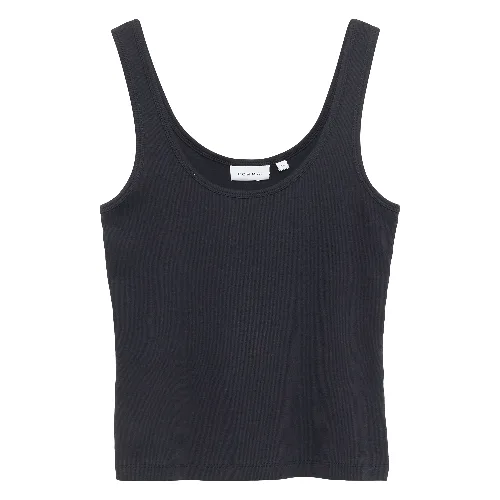 Cienki prążkowany tank top z okrągłym dekoltem