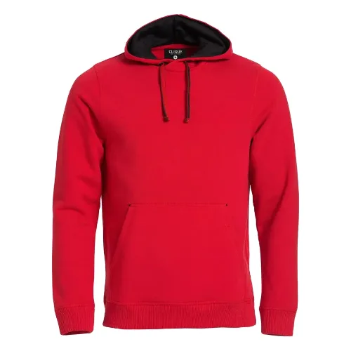clique Classic Hoody - czerwona bluza z kapturem z bawełnianej mieszanki