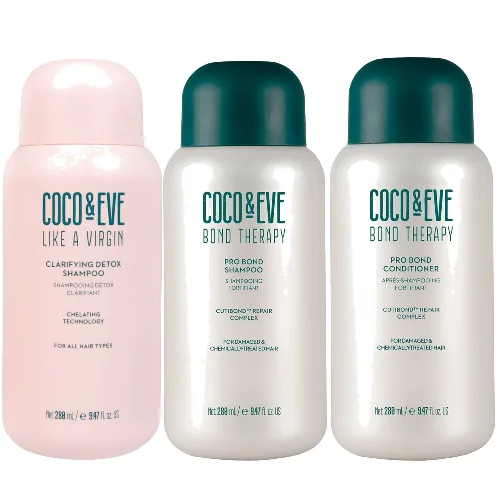 Coco & Eve Clarifying Detox Shampoo, Bond Therapy Shampoo and Bond Therapy Conditioner
