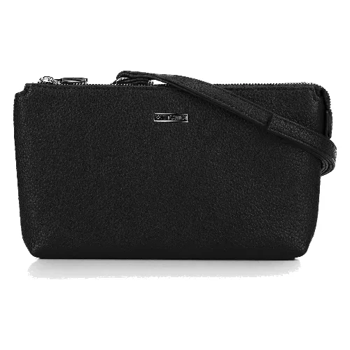 Crossbody z ekoskóry dwukomorowa czarno - srebrna