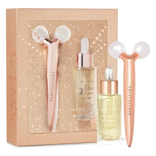 Crystallove Clear quartz 3D lift & sculpt set – masażer liftingujący i serum Urządzenia do masażu twarzy 1 ct Damski