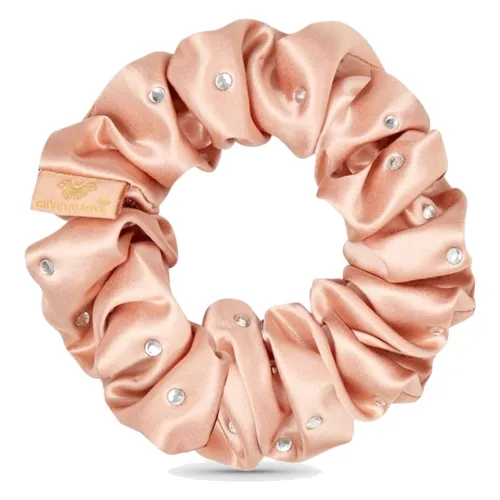 Crystallove Gumka do włosów z jedwabiu z kryształkami – rose gold Gumki do włosów 1 ct Męskie