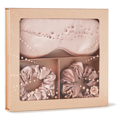 Crystallove Silk eye mask & scrunchies set – opaska na oczy i gumki z jedwabiu Szlafroki i ręczniki 1 ct
