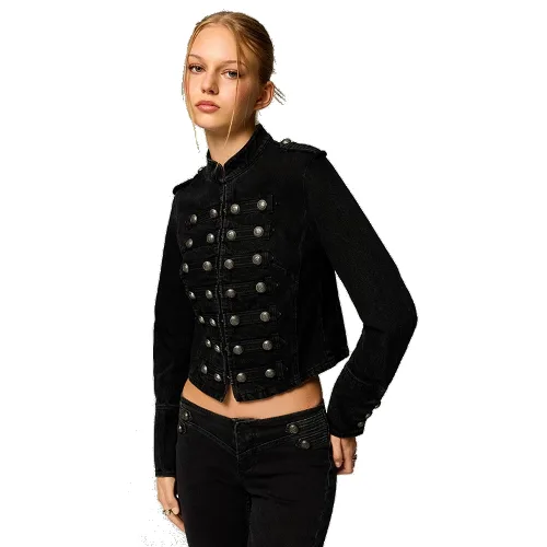 Czarna jeansowa kurtka typu napoleon jacket