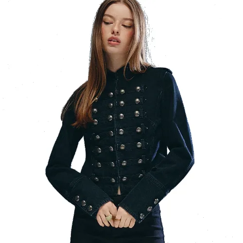 Czarna kurtka jeansowa typu napoleon jacket