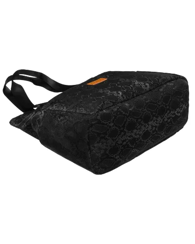 Czarny shopper damski z poliestru zawieszony na wygodnych uchwytach - Rovicky