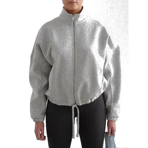 Damska bluza na zamek, stójka, mieszanka bawełny Campus Sweat szary melanż