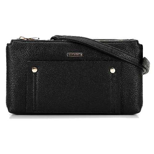Damska crossbody dwukomorowa z kieszonką czarno - złota