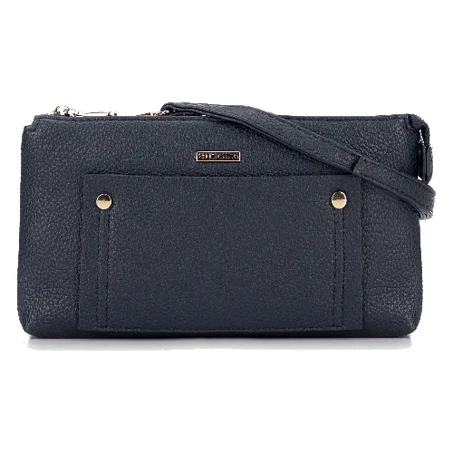 Damska crossbody dwukomorowa z kieszonką granatowa