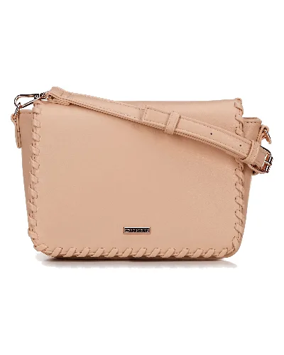 Damska crossbody z obszytą klapą beżowa