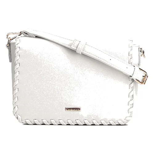 Damska crossbody z obszytą klapą kremowa