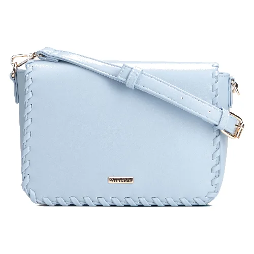 Damska crossbody z obszytą klapą niebieska