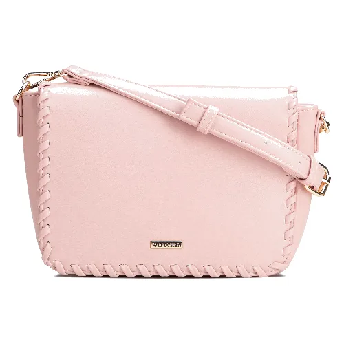 Damska crossbody z obszytą klapą różowa