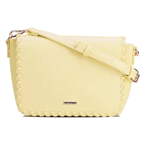 Damska crossbody z obszytą klapą żółta