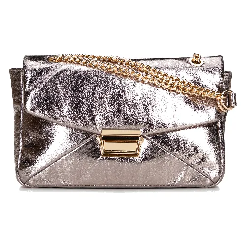 Damska crossbody z połyskującej ekoskóry szara