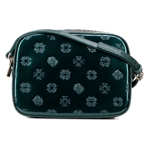 Damska crossbody ze skóry lakierowanej ciemny zielony